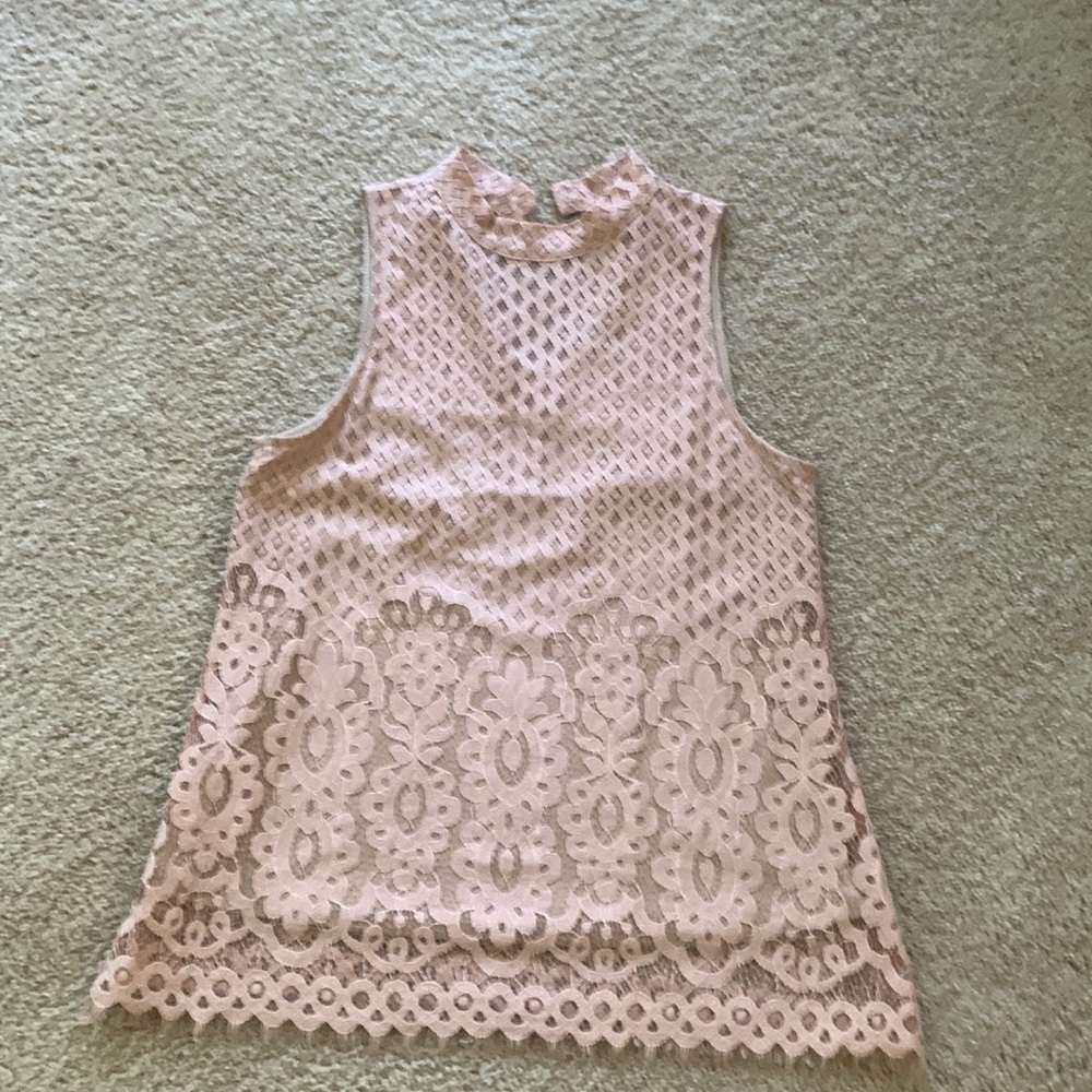 Lace with nude underlay. Very soft pink!